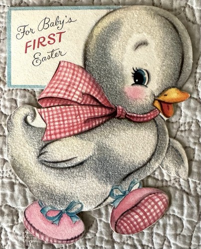 Vintage easter chick pink bow - chick,